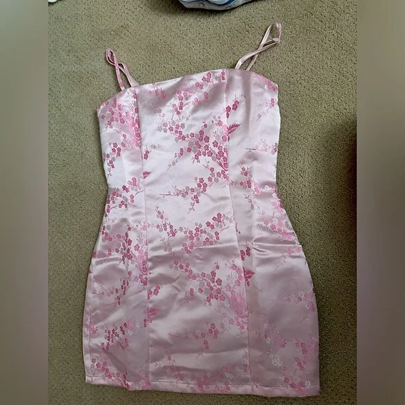 beige pink dress Beige Floral Midi Dress - All Dresses